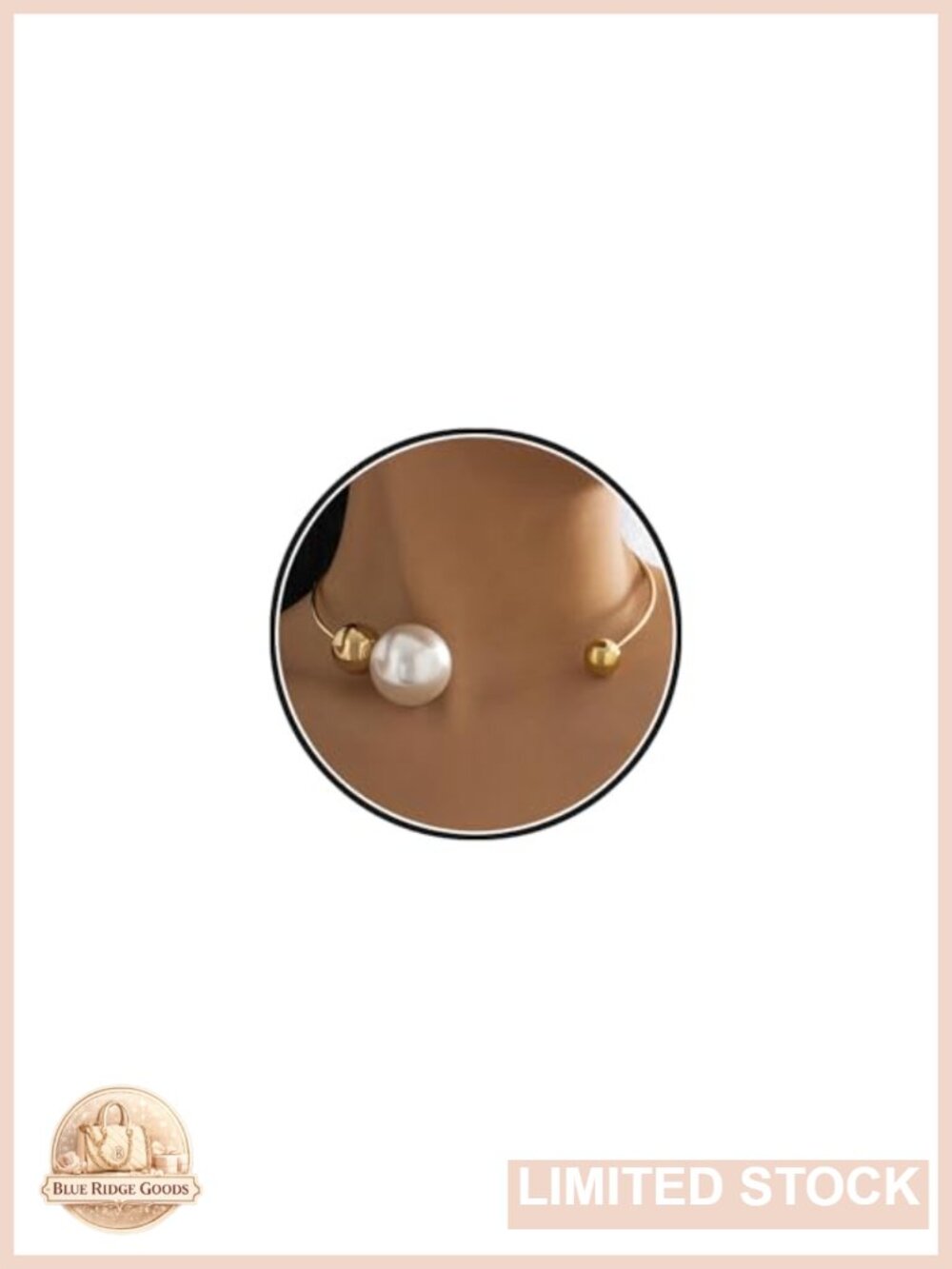 14K Gold Plated Large Pearl Open Necklace Cable Chain Hook Clasp